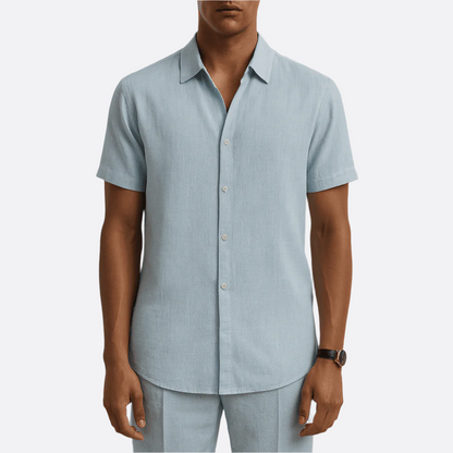Men's - Casual Lightweight Shirt - Short Sleeve Cotton