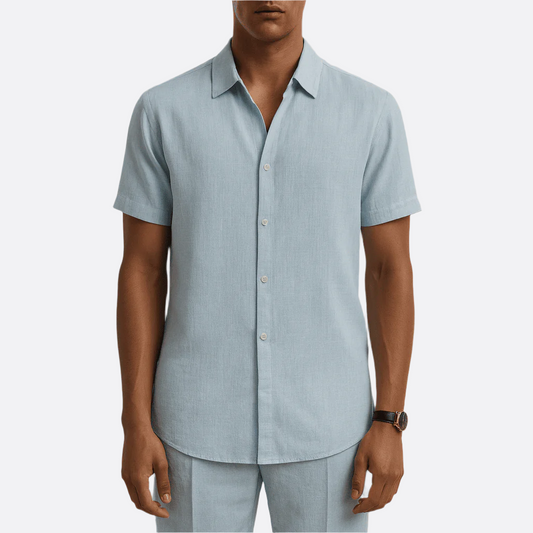 Men's - Casual Lightweight Shirt - Short Sleeve Cotton