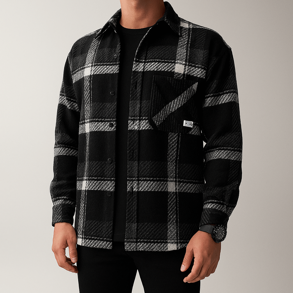 Men's - Checked Casual Shirt - Single-Breasted Polyester - Spring Style