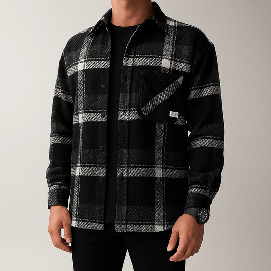 Men's - Checked Casual Shirt - Single-Breasted Polyester - Spring Style