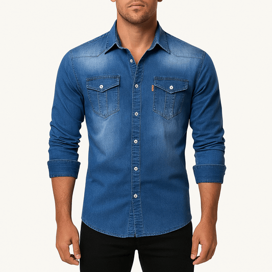 Men's - Denim Shirt - Classic Style - Durable Fabric - Casual Wardrobe Essential