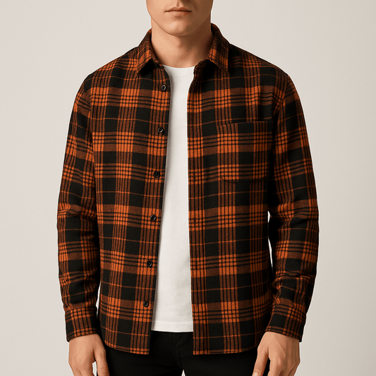 Men's - Plaid Flannel Shirt - Soft Cotton - Stylish Casual Wear