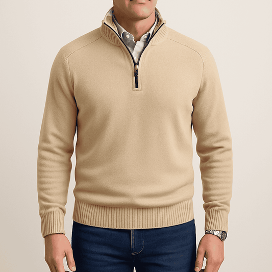 Men's - Quarter Zip Pullover Sweater - Soft, Stylish, Perfect for Layering