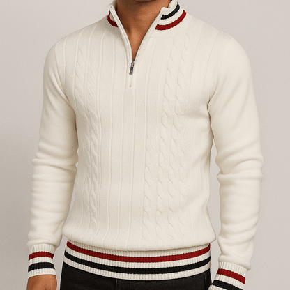 Men's - Sweater - Chunky Knitted Polyester - Slim Fit & Col Zips