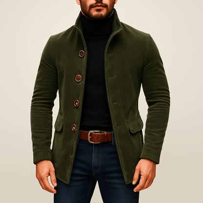 Men's - Vintage Corduroy Short Coat - Stand Collar Slim Fit