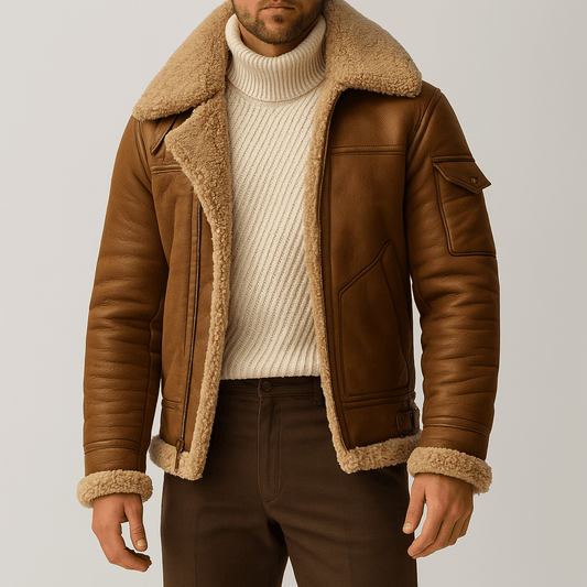 Men's - Warm Lambswool Thick Multi-Pocket Jacket for Winter Comfort