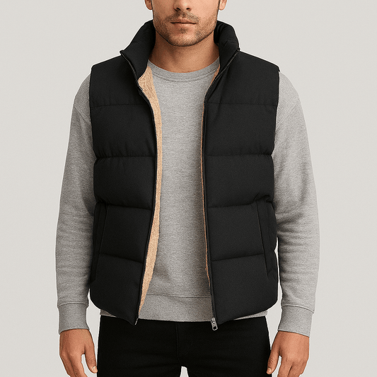 Men's - Warm Zip Waistcoat - Stylish Layering Essential for Cold Weather