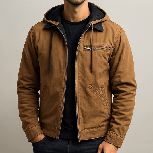 Men's - Work Jacket - Sherpa-Lined, Hooded, Zip-Up - Fleece Jacket