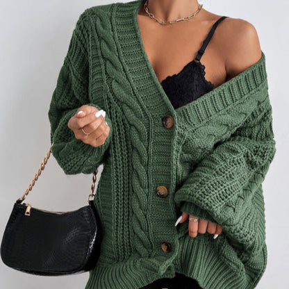 Women's - Cable Knit Cardigan - Cosy Knitwear