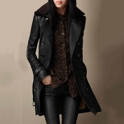 Women's - Winter Trench Coat - Double-Breasted