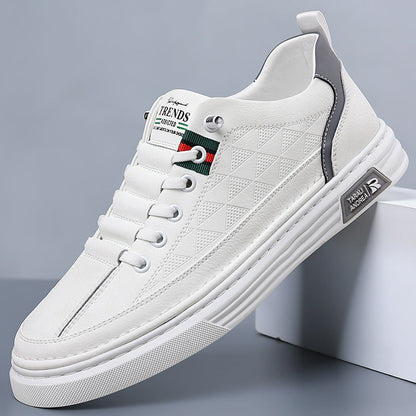 Men's - Casual Leather Sneakers - Stylish Footwear