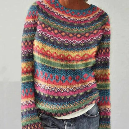 Women's - Cosy Multicoloured Striped Winter Jumper