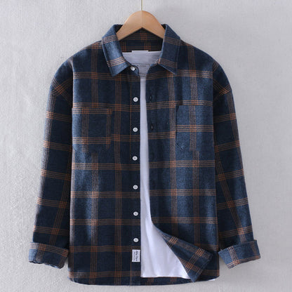 Men's - Classic Plaid Long Sleeve Shirt - Polyester Blend