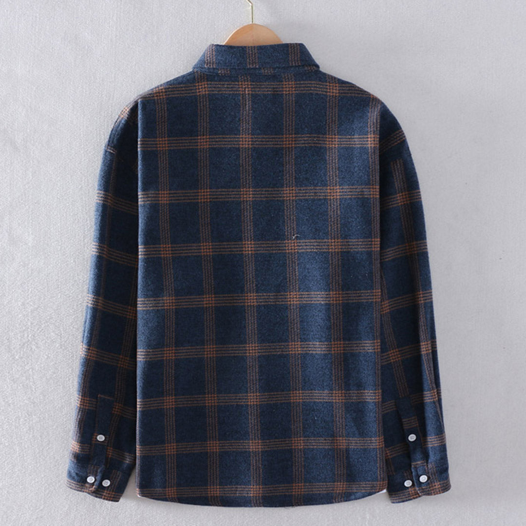Men's - Classic Plaid Long Sleeve Shirt - Polyester Blend