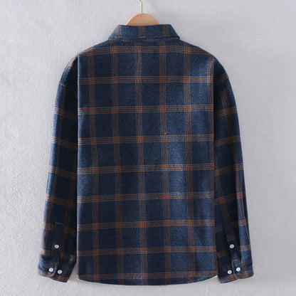 Men's - Classic Plaid Long Sleeve Shirt - Polyester Blend