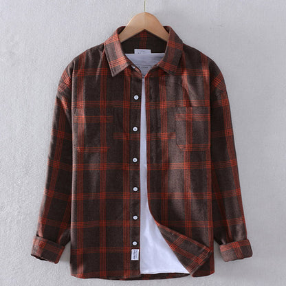 Men's - Classic Plaid Long Sleeve Shirt - Polyester Blend