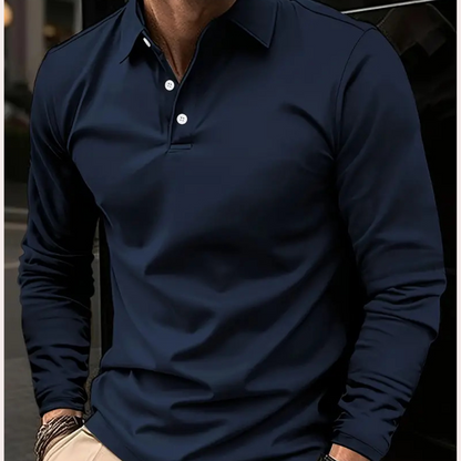 Men's - Long Sleeve Polo Shirt - Cotton Slim Fit