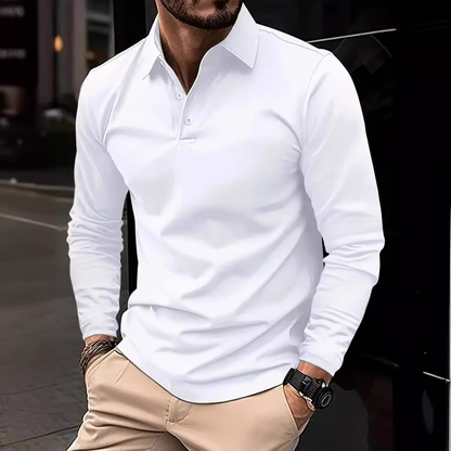 Men's - Long Sleeve Polo Shirt - Cotton Slim Fit