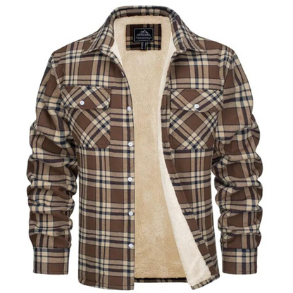 Men's - Sherpa-Lined Flannel Shirt Jacket - Warm & Durable - Outdoor Essential