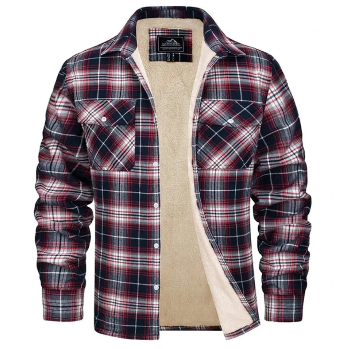 Men's - Sherpa-Lined Flannel Shirt Jacket - Warm & Durable - Outdoor Essential