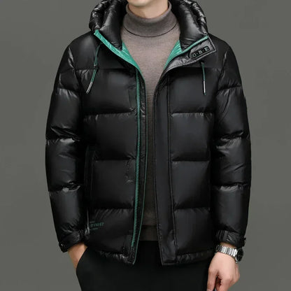 Men's - Hooded Winter Down Jacket - Warm & Stylish