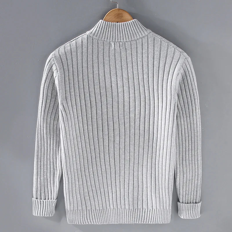 Men's - Knit Cardigan - Ribbed Open Front