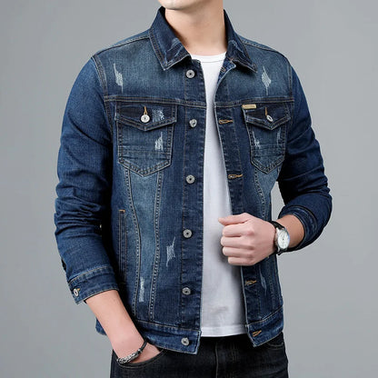 Men's – Blue Denim Jacket – Classic Design, Casual Style – Everyday Outerwear