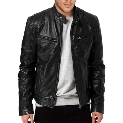 Men's - Biker Jacket - Stylish Casual Leather Outerwear