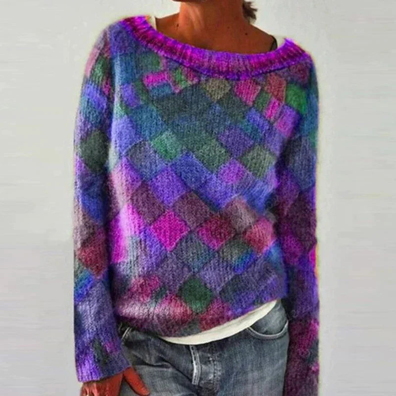 Women's - Colourful O-neck Long-Sleeve Shirt - Stylish & Comfortable - Perfect for Every Occasion