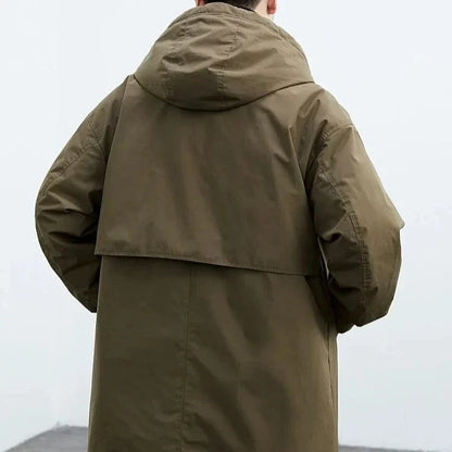 Men's - Stylish Trench Coat - Water-Resistant Fabric - Perfect for All Seasons