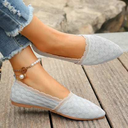 Women's - Knitted Flat Shoes - Comfortable & Stylish Footwear - Perfect for Everyday Wear