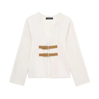 Women's - Classy Strap Cardigan - Elegant Knitwear - Comfortable & Stylish Layering Piece for Every Occasion