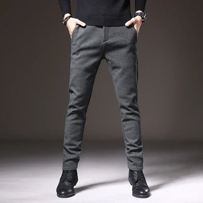 Men's - Slim Fit Pants - Comfortable Stretch Fabric - Stylish Everyday Wear