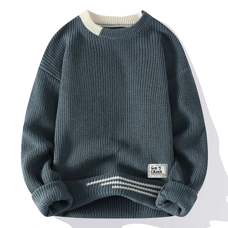 Men's - Color Tone Knitted Sweater - Cosy, Stylish, Soft Material - Perfect for Fall