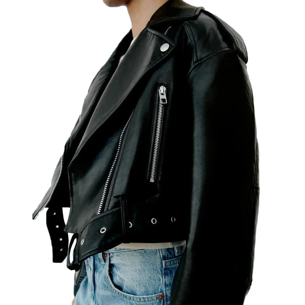 Women's - Classic Biker Jacket - Casual Style