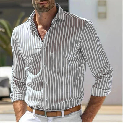 Men's - Button-Up Shirt – Classic Design, Long Sleeve – Smart Casual Wear