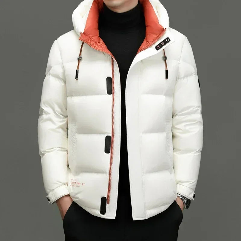 Men's - Hooded Winter Down Jacket - Warm & Stylish