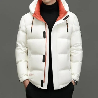 Men's - Hooded Winter Down Jacket - Warm & Stylish