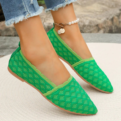 Women's - Knitted Flat Shoes - Comfortable & Stylish Footwear - Perfect for Everyday Wear