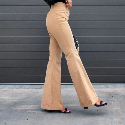 Women's - High Waist Flare Pants - Elegant Style
