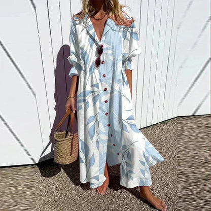 Women's - Boho V-Neck Maxi Dress - Stylish & Flowing