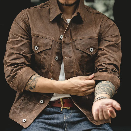 Men's - Short Lined Cruiser Jacket - Tin Cloth - Stylish & Durable Outerwear
