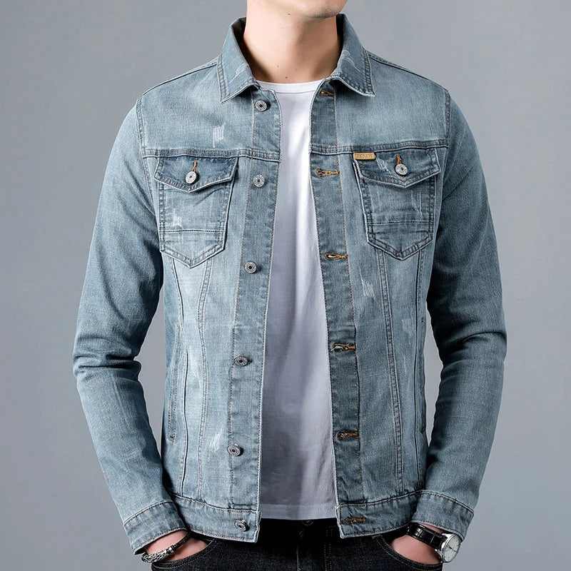 Men's – Blue Denim Jacket – Classic Design, Casual Style – Everyday Outerwear