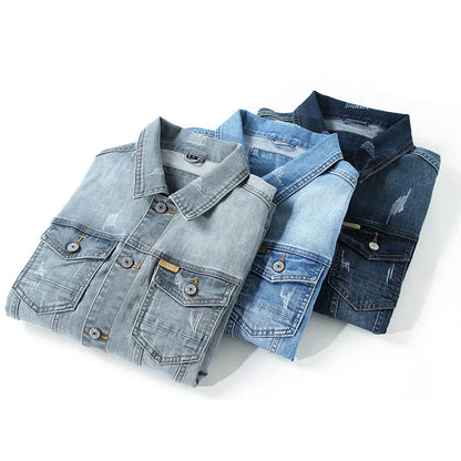 Men's – Blue Denim Jacket – Classic Design, Casual Style – Everyday Outerwear