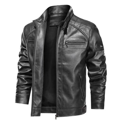 Men's - Biker Jacket - Black & Brown - Stylish Leather Outerwear
