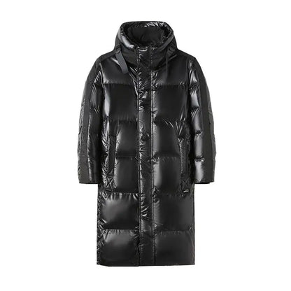 Men's - Black Long Jacket with Hood for Winter