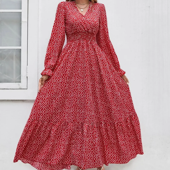 Women's - Bohemian Ruffle Dress - Lightweight Summer Fabric - Trendy Boho Style for Outings