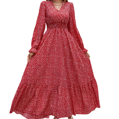 Women's - Bohemian Ruffle Dress - Lightweight Summer Fabric - Trendy Boho Style for Outings