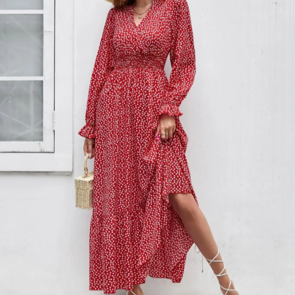 Women's - Bohemian Ruffle Dress - Lightweight Summer Fabric - Trendy Boho Style for Outings