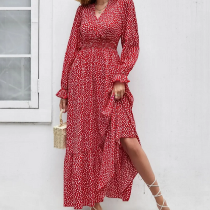 Women's - Bohemian Ruffle Dress - Lightweight Summer Fabric - Trendy Boho Style for Outings
